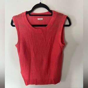 J. Crew 100% Linen Open Knit Sleeveless Top - M, Coral